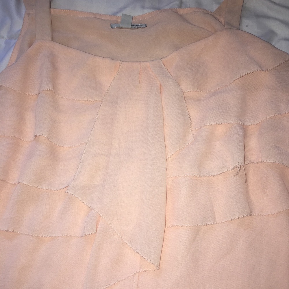 pastel pink ruffle blouse